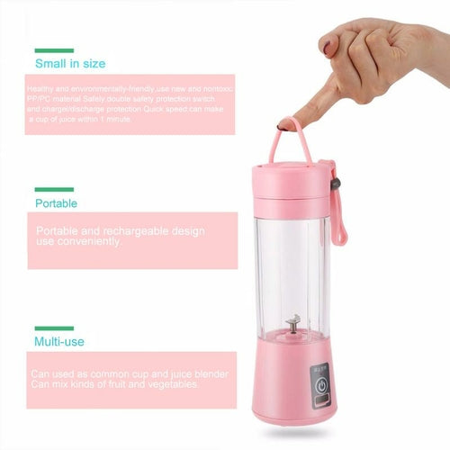 Portable Smoothie Blender, 380ml Juicer Bottle, USB Rechargeable, For